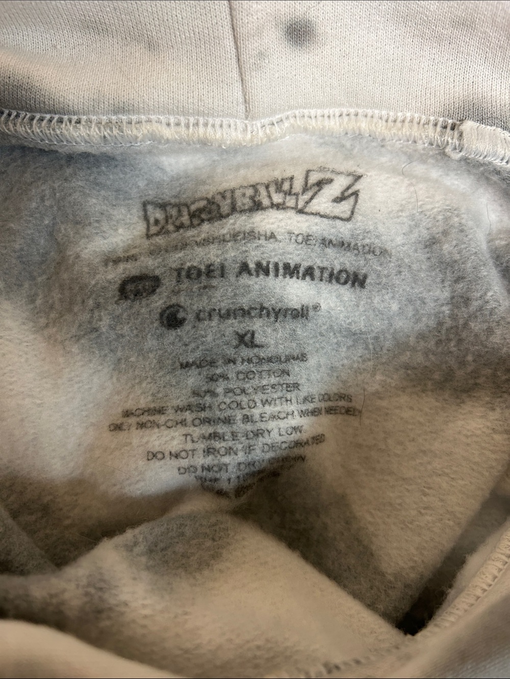 DragonBall Z Goku Crunchy Roll Toei Anime Gray White Tye Dye Hoodie Size XL - Picture 6 of 6